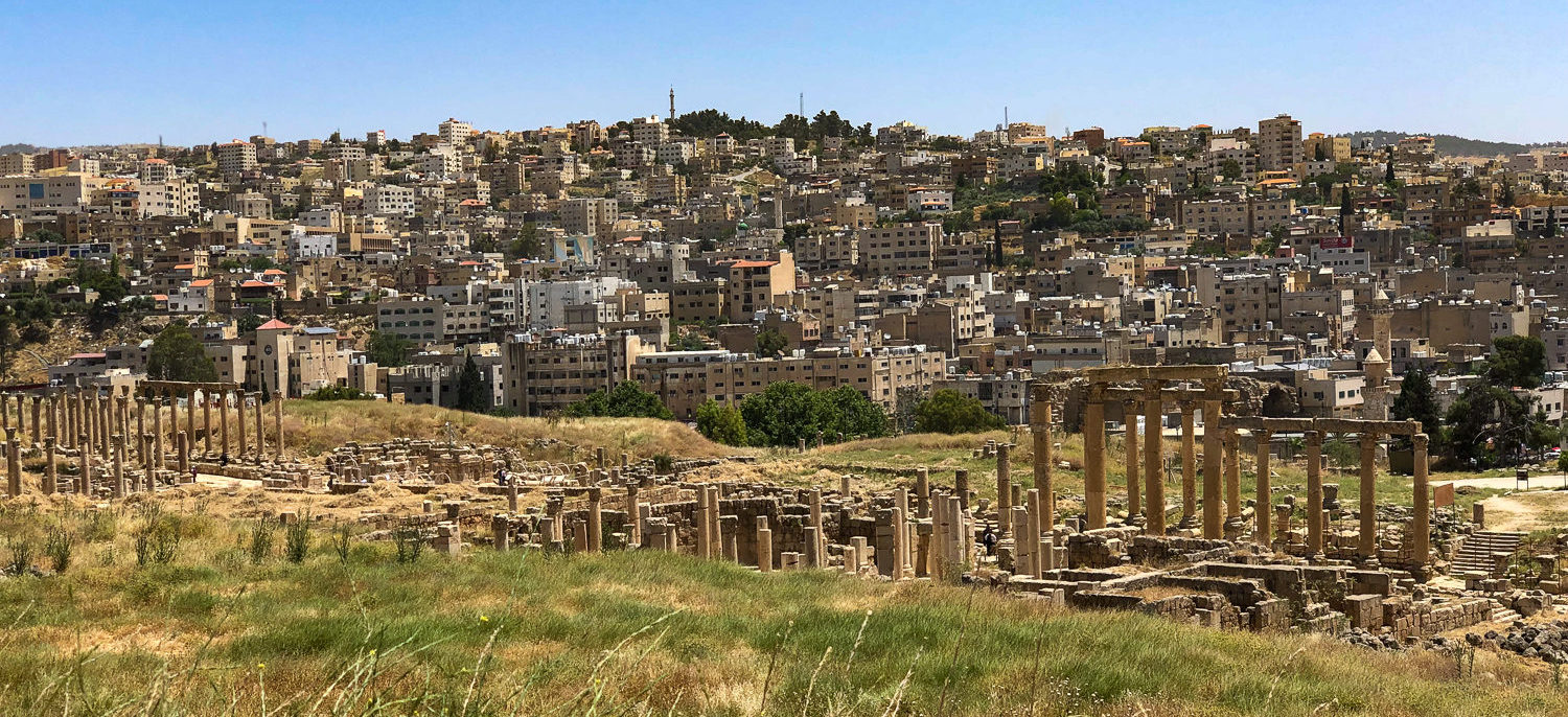 Jerash, Jordan, inhabited since the Bronze Age, Greco-Roman ruins